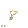 316L SURGICAL STEEL THREADLESS PUSH IN FLOWER ROUND BEZEL CHAIN DANGLE DANGLE CZ TOP PART